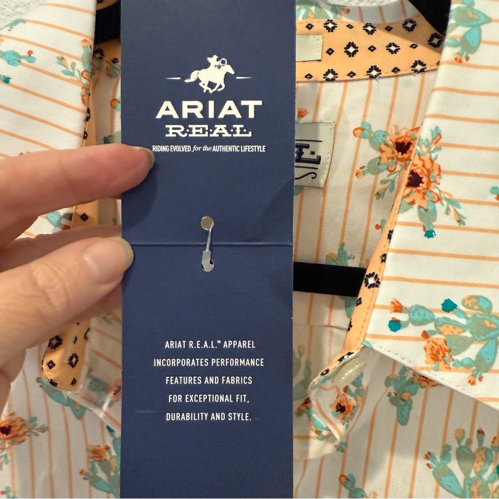 NWT. Ariat REAL Cactus Blossom Kirby Stretch Button Down Shirt L/S Fitted Sz XXL - Picture 6 of 13
